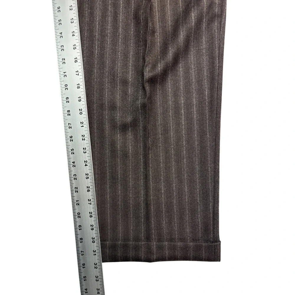 John W Nordstrom 46L 40x32 Brown Stripe Pant Suit Flannel Wool Italian Fabric